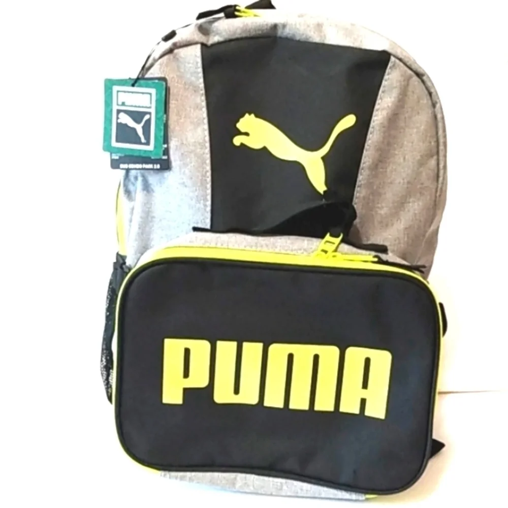 PUMA DUO COMBO 2.0 GRAY BLACK LIME GREEN BACKPACK SIZE OS NWT